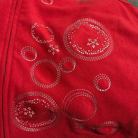 Rebecca Malone Holiday Vest Womens XL Red Fleece Snowman Embroidered Christmas - Picture 9 of 9